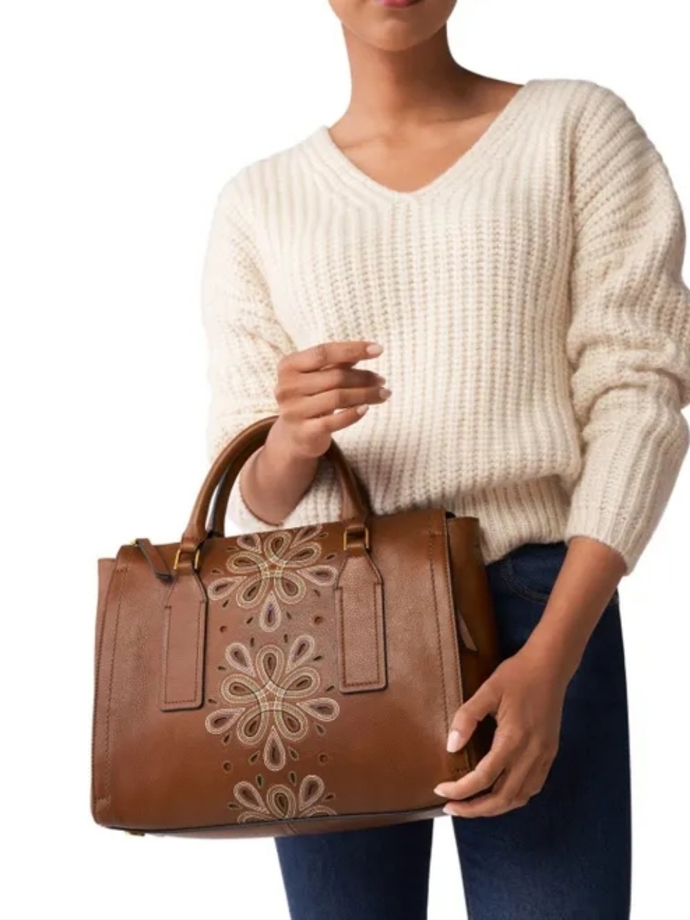 FOSSILParker Embroidery SatchelBrown leather - Picture 3 of 7